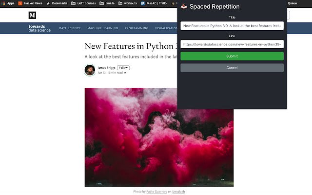 SpacedRepetition  from Chrome web store to be run with OffiDocs Chromium online