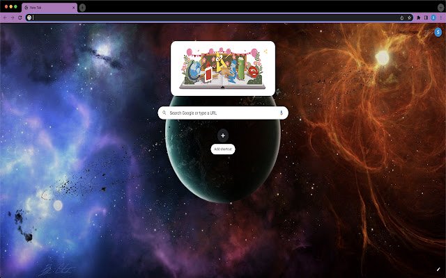 Tema Space Galaxy da loja virtual do Chrome para ser executado com OffiDocs Chromium online