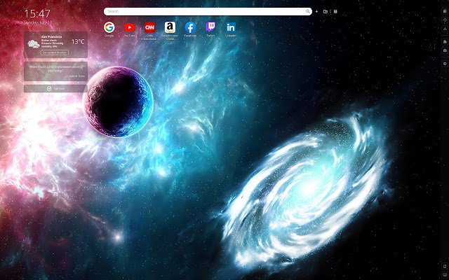 Space Galaxy Wallpapers แท็บใหม่จาก Chrome เว็บสโตร์ที่จะรันด้วย OffiDocs Chromium ออนไลน์