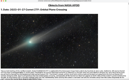 Space objects from APOD  from Chrome web store to be run with OffiDocs Chromium online