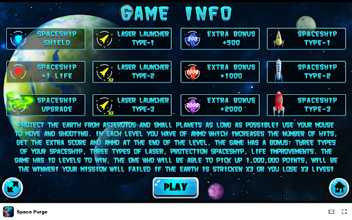 Space Purge Game in Browser Free  Offline available  from Chrome web store to be run with OffiDocs Chromium online