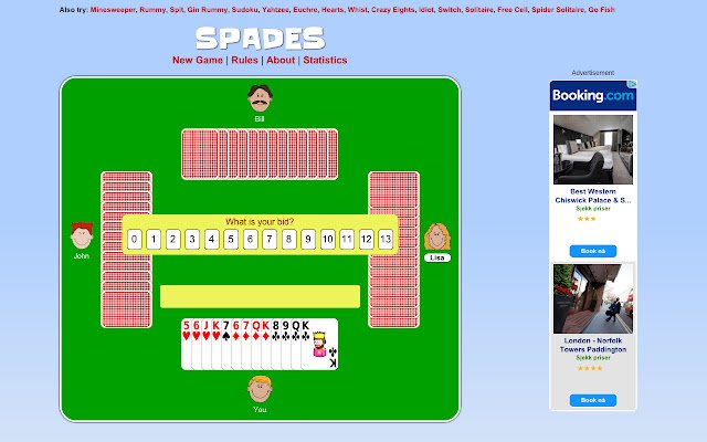 משחק קלפים Spades מחנות האינטרנט של Chrome שיופעל עם OffiDocs Chromium באינטרנט