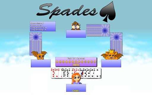 משחק קלפים Spades מחנות האינטרנט של Chrome שיופעל עם OffiDocs Chromium באינטרנט