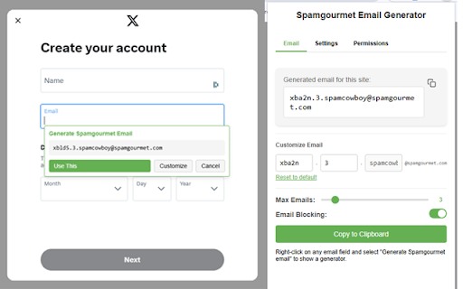 Spamgourmet Email Generator (Unofficial)  from Chrome web store to be run with OffiDocs Chromium online