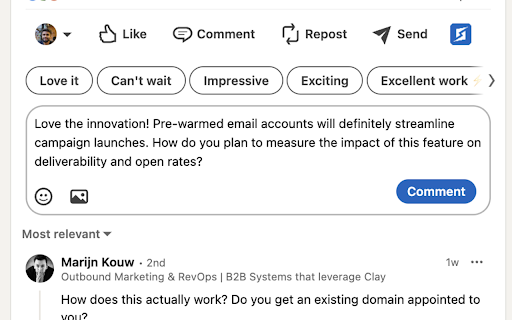 Sparklin.ai LinkedIn Comment Generator  from Chrome web store to be run with OffiDocs Chromium online Sparklin.ai LinkedIn Comment Generator  from Chrome web store to be run with OffiDocs Chromium online
