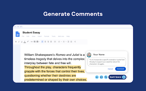 Spark Space AI detector and grading in one tool  from Chrome web store to be run with OffiDocs Chromium online