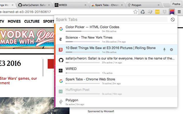 Spark Tabs  from Chrome web store to be run with OffiDocs Chromium online