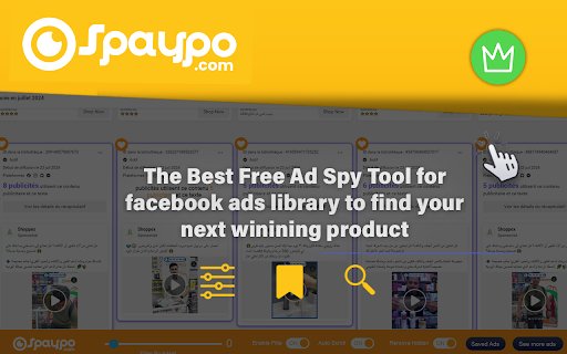 Spaypo Ad library spy  Ad Finder tool  from Chrome web store to be run with OffiDocs Chromium online