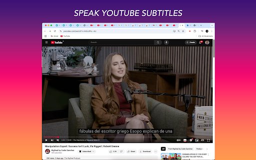 Speak YouTube Subtitles from Chrome web store to be run with OffiDocs Chromium online Speak YouTube Subtitles from Chrome web store to be run with OffiDocs Chromium online