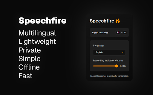 Speechfire from Chrome web store to be run with OffiDocs Chromium online Speechfire from Chrome web store to be run with OffiDocs Chromium online