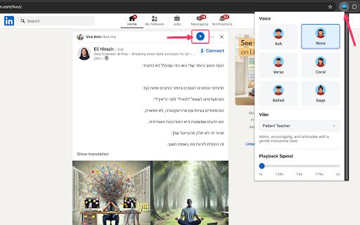 Speech it  from Chrome web store to be run with OffiDocs Chromium online