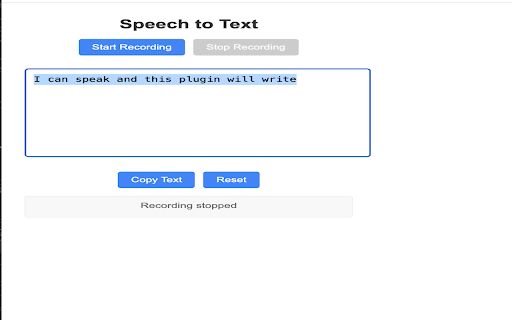 Speech to Text  from Chrome web store to be run with OffiDocs Chromium online