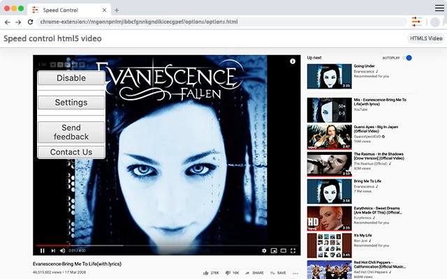 Video html5 de control de velocidad de Chrome web store para ejecutarse con OffiDocs Chromium en línea