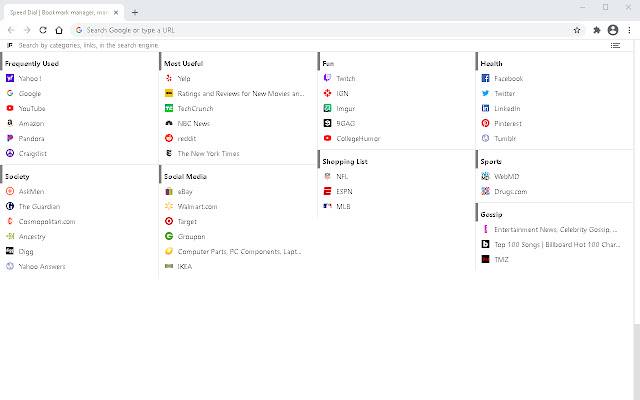 Speed Dial|Bookmarks Manager for New Tab Page  from Chrome web store to be run with OffiDocs Chromium online