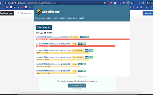 SpeedMeter  from Chrome web store to be run with OffiDocs Chromium online
