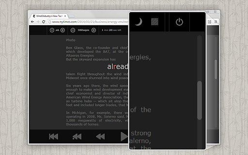 Speed Reading  from Chrome web store to be run with OffiDocs Chromium online