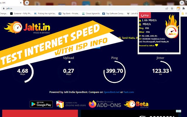Speedtest by Jalti.in  from Chrome web store to be run with OffiDocs Chromium online