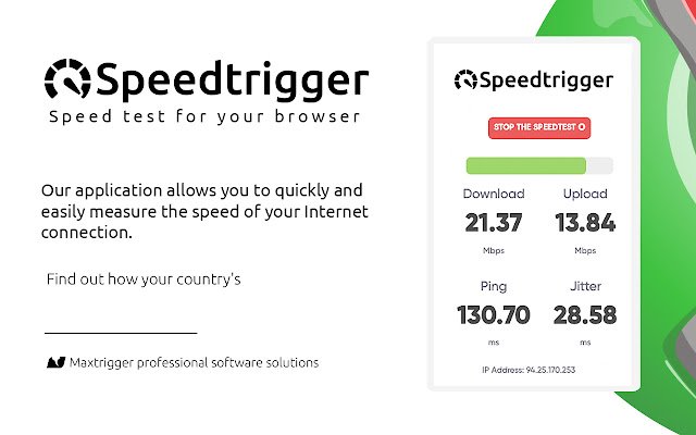Speedtrigger speed test  from Chrome web store to be run with OffiDocs Chromium online