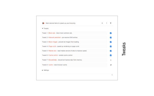 Speed Tweaks  from Chrome web store to be run with OffiDocs Chromium online