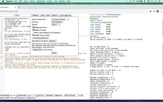 SPICE Circuit Simulator  from Chrome web store to be run with OffiDocs Chromium online