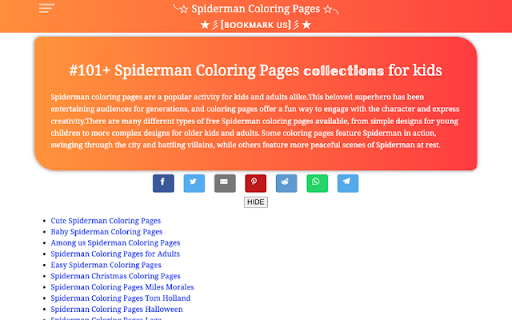 Spiderman Coloring Pages  from Chrome web store to be run with OffiDocs Chromium online