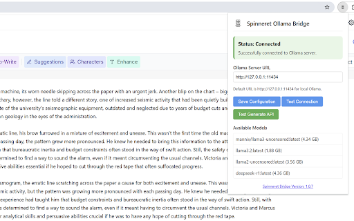 Spinneret Ollama Bridge from Chrome web store to be run with OffiDocs Chromium online Spinneret Ollama Bridge from Chrome web store to be run with OffiDocs Chromium online