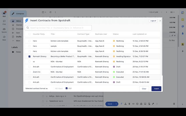 SpotDraft Gmail Plugin ຈາກຮ້ານເວັບ Chrome ທີ່ຈະດໍາເນີນການກັບ OffiDocs Chromium ອອນໄລນ໌