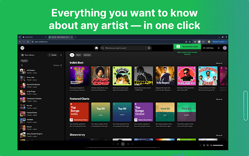 Spotify Artist Chart  from Chrome web store to be run with OffiDocs Chromium online