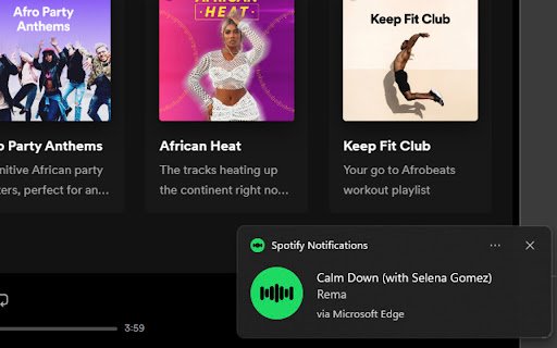 Spotify Notifications  from Chrome web store to be run with OffiDocs Chromium online