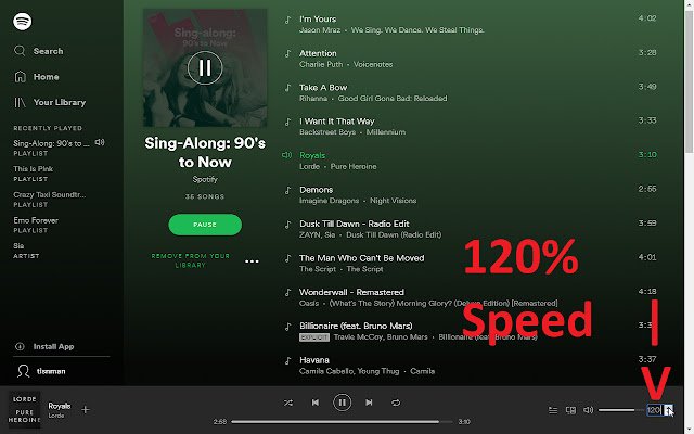 Spotify Playback Speed ​​Access da Chrome Web Store para ser executado com OffiDocs Chromium online