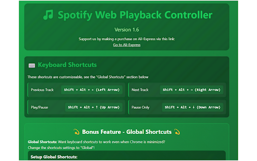 Spotify Web Playback Controller  from Chrome web store to be run with OffiDocs Chromium online