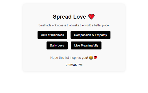 Spread Love Small Acts of Kindness  from Chrome web store to be run with OffiDocs Chromium online