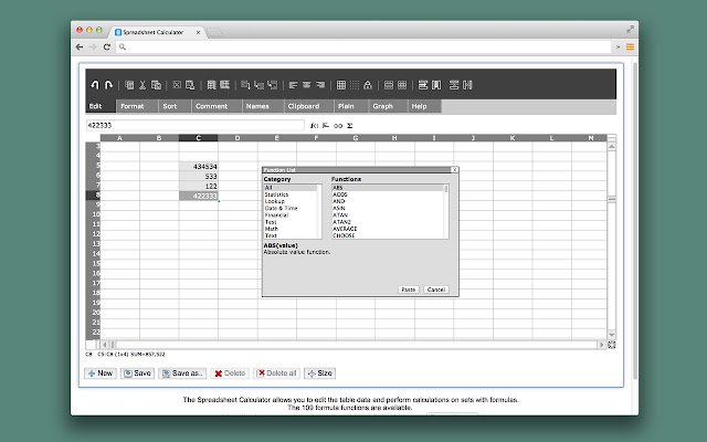 Spreadsheet Calculator App  from Chrome web store to be run with OffiDocs Chromium online