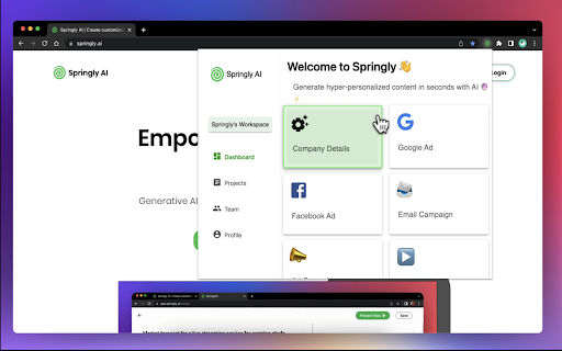 Springly AI  from Chrome web store to be run with OffiDocs Chromium online