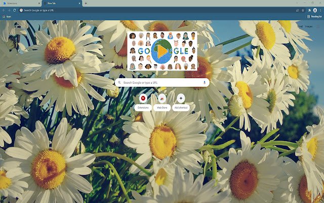 Le nouvel onglet Spring Time Daisies de la boutique en ligne Chrome sera exécuté avec OffiDocs Chromium en ligne