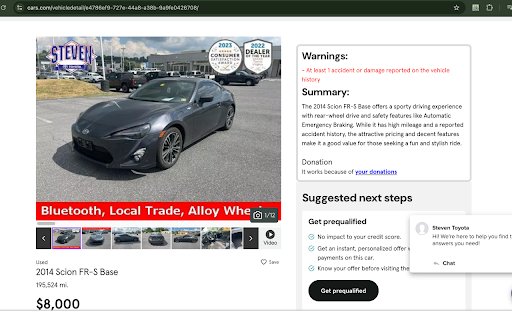 Sqagi: AI Car Summary for Cars.com from Chrome web store to be run with OffiDocs Chromium online Sqagi: AI Car Summary for Cars.com from Chrome web store to be run with OffiDocs Chromium online