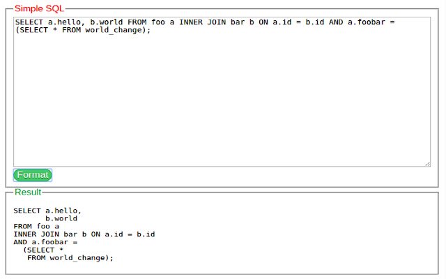 SQL Format  from Chrome web store to be run with OffiDocs Chromium online