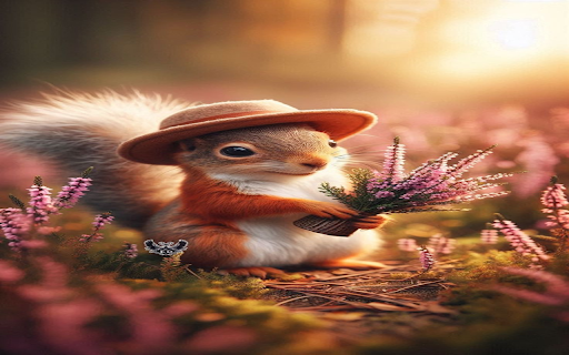 Squirrel in a field of purple flowers Wallpaper  from Chrome web store to be run with OffiDocs Chromium online