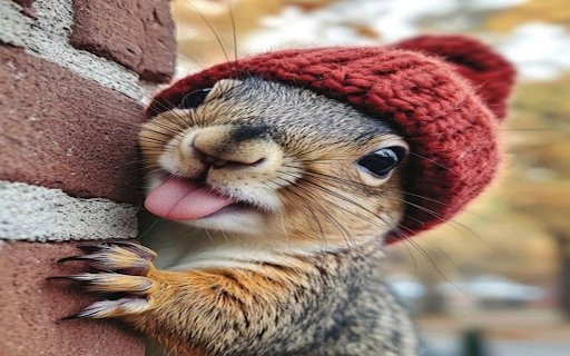 Squirrel wearing hat wallpaper  from Chrome web store to be run with OffiDocs Chromium online