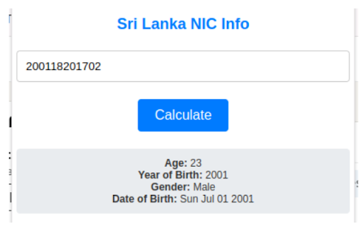 Sri Lanka NIC Info  from Chrome web store to be run with OffiDocs Chromium online