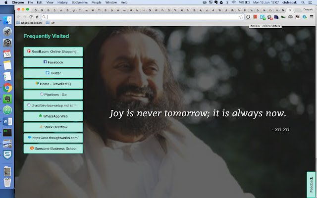 Sri Sri Cytaty ze sklepu internetowego Chrome do uruchomienia z OffiDocs Chromium online