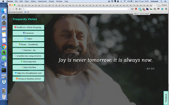 Sri Sri Quotes de la boutique en ligne Chrome doit être exécuté avec OffiDocs Chromium en ligne