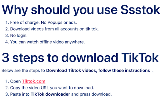 SSS TikTok Downloader  from Chrome web store to be run with OffiDocs Chromium online