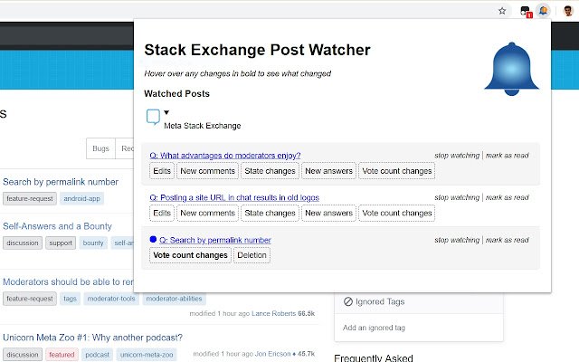 क्रोम वेब स्टोर से स्टैक एक्सचेंज पोस्ट वॉचर को ऑनलाइन ऑफीडॉक्स क्रोमियम के साथ चलाया जाएगा