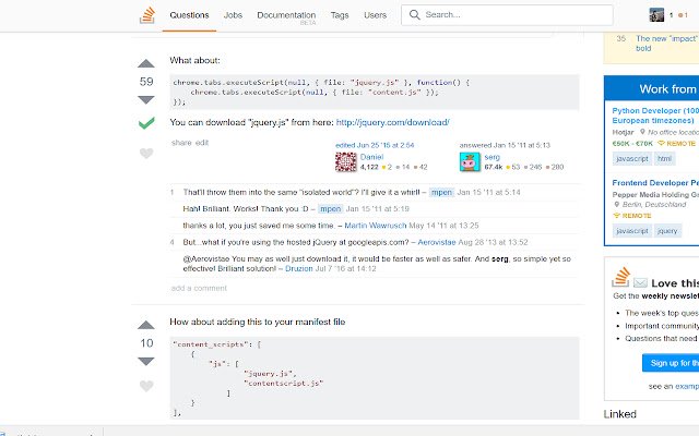 پسندهای Stackoverflow از فروشگاه وب Chrome برای اجرا با OffiDocs Chromium به صورت آنلاین