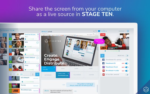 STAGE TEN Screen Sharing vanuit de Chrome-webwinkel om te worden uitgevoerd met OffiDocs Chromium online