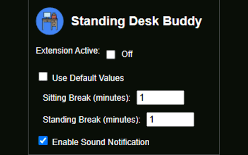Standing Desk Buddy  from Chrome web store to be run with OffiDocs Chromium online