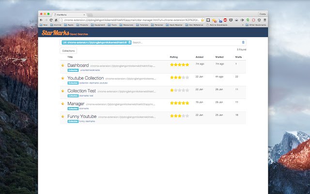 Starmarks Bookmark Manager  from Chrome web store to be run with OffiDocs Chromium online