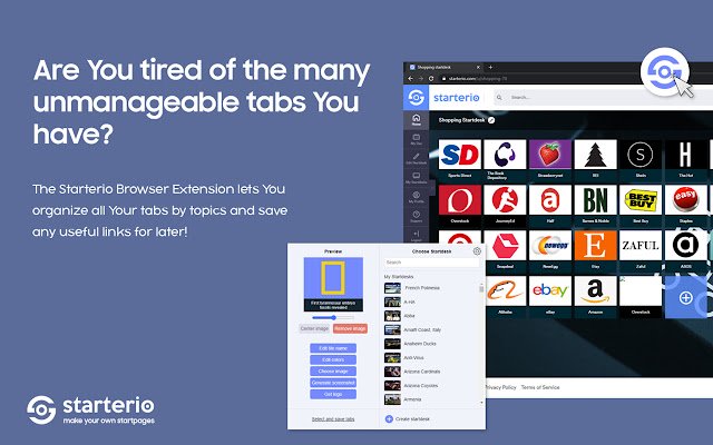 Starterio  from Chrome web store to be run with OffiDocs Chromium online