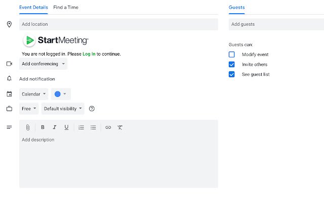 StartMeeting.com Scheduler  from Chrome web store to be run with OffiDocs Chromium online